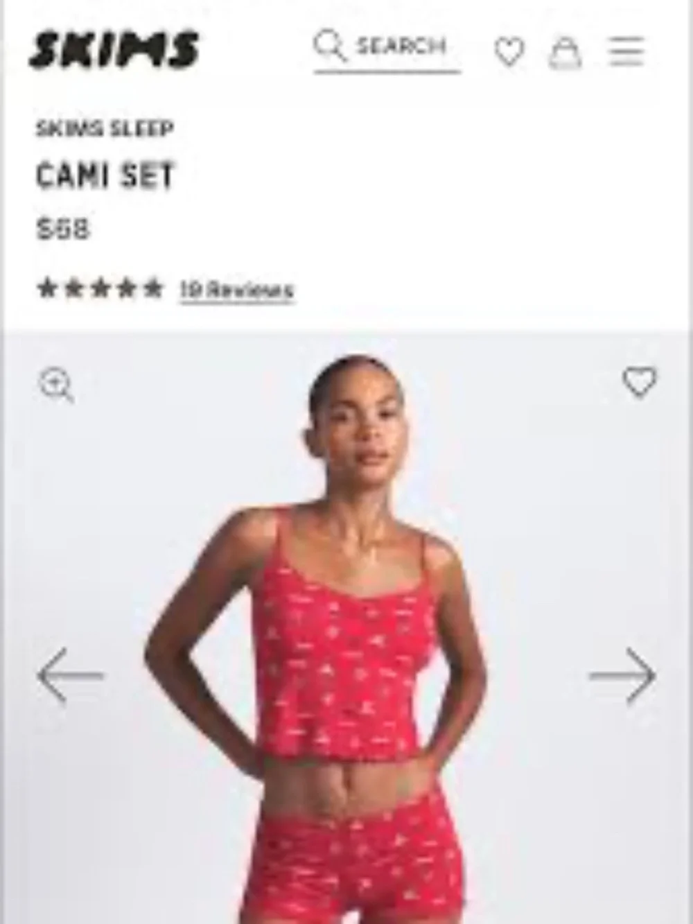 SKIMS Sleep Cami Set in the limited-edition Cranberry Vintage Deer Print